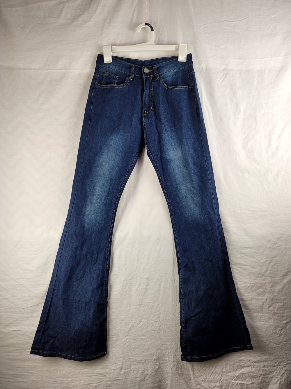 Vintage Style Faded Blue Flare Leg Jeans - Size S